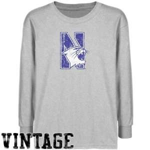  Northwestern Wildcats Youth Ash Distressed Logo Vintage T 