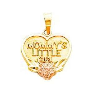  10K Two Tone Gold Mommys Little Girl Heart Charm Jewelry