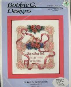 Love Without End Marriage Wedding Doves Roses Counted Cross Stitch KIT 