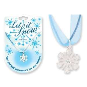  Let It Snow Crystal Snowflake Christmas Holiday Necklace 