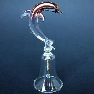  Dolphin Bell Figurine of Hand Blown Glass 
