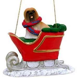  Brown Lhasa Apso in a Sleigh Christmas Ornament