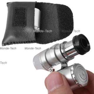 Mini Jeweler Loupe LED Light 60X Magnifier Microscope  