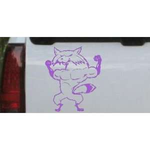 Purple 12in X 10.4in    Fox Flexing Muscles Animals Car Window Wall 