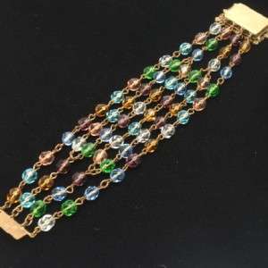 Multi Color Multi Strand Crystal Bracelet Vintage  