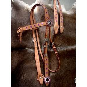BRIDLE BREAST COLLAR WESTERN LEATHER HEADSTALL WITH DARK LIGHT LEATHER 