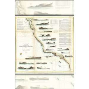 1853 Map of West Coast of United States of America   24x36 Poster 