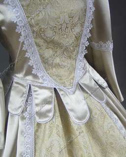 Renaissance Colonial Gothic Brocade Satin Dress Ball Gown 155 L  