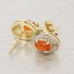 Estate 10K Yellow Gold Orange Mexican Opal Jewelry Set  