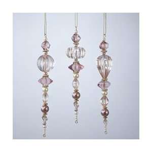   Club Pack of 24 Pink Beaded Hanging Icicle Ornaments