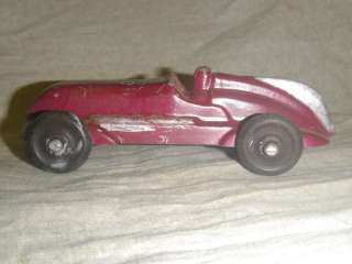 vintage dark red metal toy racecar race car old retro burgundy  