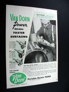 Van Dorn Tools Electric Sanders sander tool 1950 Ad  