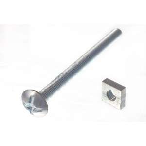 ROOFING BOLT CROSS HEAD 6MM M6 X 80MM LENGTH BZP WITH SQUARE NUTS 
