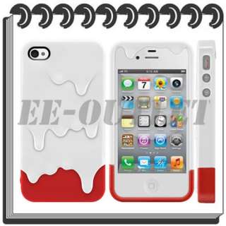 New White Red 3D Melt ice Cream Hard Case Skin Protect Cover for 