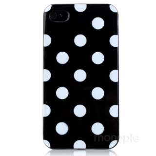 Black White Polka Dots Silicone TPU Skin Cover Case for iPhone 4 4G 