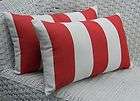 SET OF 2   RED & WHITE STRIPE OUTDOOR DECORATIVE LUMBAR /RECTANGLE 
