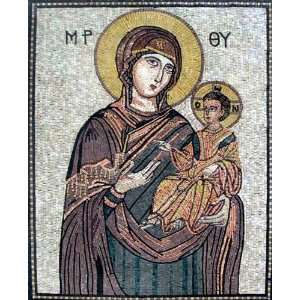  28x36 Mary And Jesus Marble Mosaic Christian Icon
