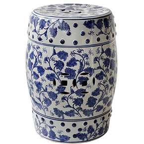 Porcelain Garden Stool Blue White 17.5   67129  