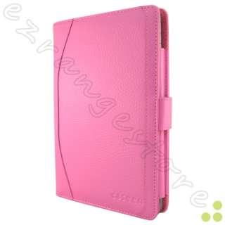 Pink Leather Case Cover +2x Screen Protectors +Stylus for Nook Tablet 