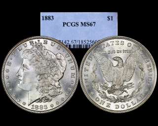 1883 MORGAN DOLLAR PCGS MS 67 BRIGHT WHITE  