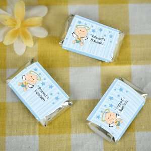   Boy   20 Mini Candy Bar Wrapper Sticker Labels Baptism Favors Baby