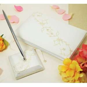  Wedding Favors Sparkling Entwined Guest Book and Pen Set 