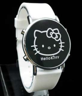 Hello Kitty Lady Girl LED Wrist Watch red light Silicone band watches 