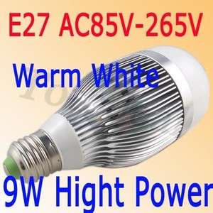 9W High Power Energy Saving LED Bulb light Lamp E27 AC85V 265V Warm 