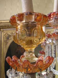 Vintage Baccarat Signed Rose Tiente Glass Chandelier  