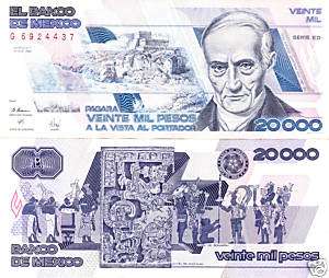 Mexico $ 20,000 Pesos Quintana Roo March 28, 1989 A.U. G6924437 Great 
