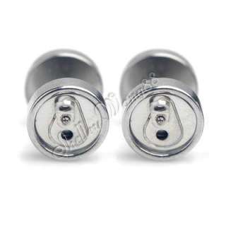 2x Nice Stainless Steel Studs Earring Pop Can Shaped in Silver color
