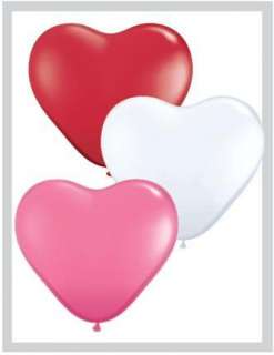 Red, White & Pink Heart Shaped 6 Latex Balloons x 25 £5.00