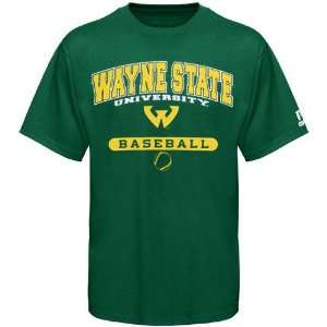  Russell Wayne State Warriors Green Baseball T shirt 
