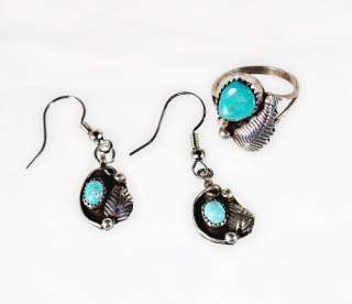 turquoise sterling silver ring and earrings size 6  