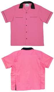 Youth CLASSIC 50S PINK/Black retro shirt Back Pleats   