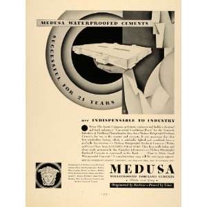 1931 Ad Medusa Waterproofed Portland Cements Concrete   Original Print 
