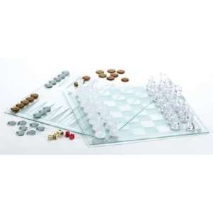  3 in 1 Glass Chess Board Game Set