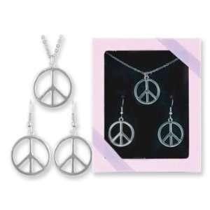  Peace Sign Fashion Earrings and Necklace Set in Gift Box Jewelry