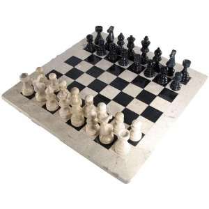   and Botticino Marble Chess Set with Botticino Border Toys & Games