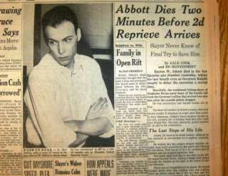 March 16, 1957   BURTON ABBOTT Dies 2 Minutes Before 2nd REPRIEVE 
