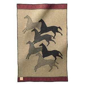   Mills Running Horse 100%Virgin Wool Jacquard Blanket