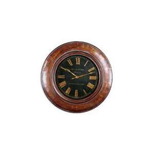  Uttermost Distressed Walnut Brown Tyrell Round Clock