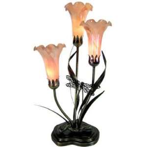  Gorgeous Dragonfly Lily, 3 Arms pink Swirl Table Lamp 653 