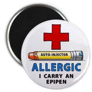 ALLERGY ALERT I Carry an EPIPEN Yellow Medical Alert 2.25 inch Fridge 