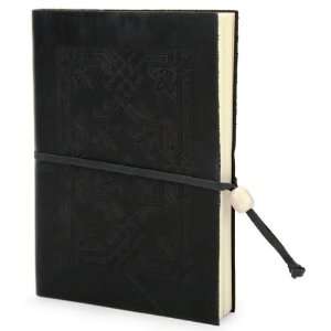  Fiorentina Embossed Black Leather Journal with Bead Tie 