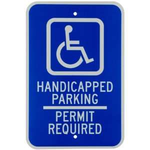   Handicapped Sign, Legend Handicapped Parking Permit Required (With
