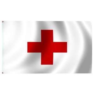  Red Cross Flag 2X3 Foot Nylon Patio, Lawn & Garden