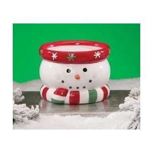  Holiday Cheer Snowman Ceramic Pillar Candle Holders 