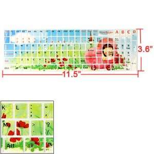  Gino Red Flower Green Plants Sticker for Notebook Keyboard 