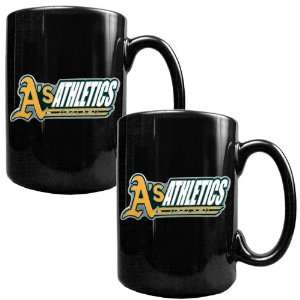  Oakland Athletics   MLB 2pc Black Ceramic Mug Set Sports 